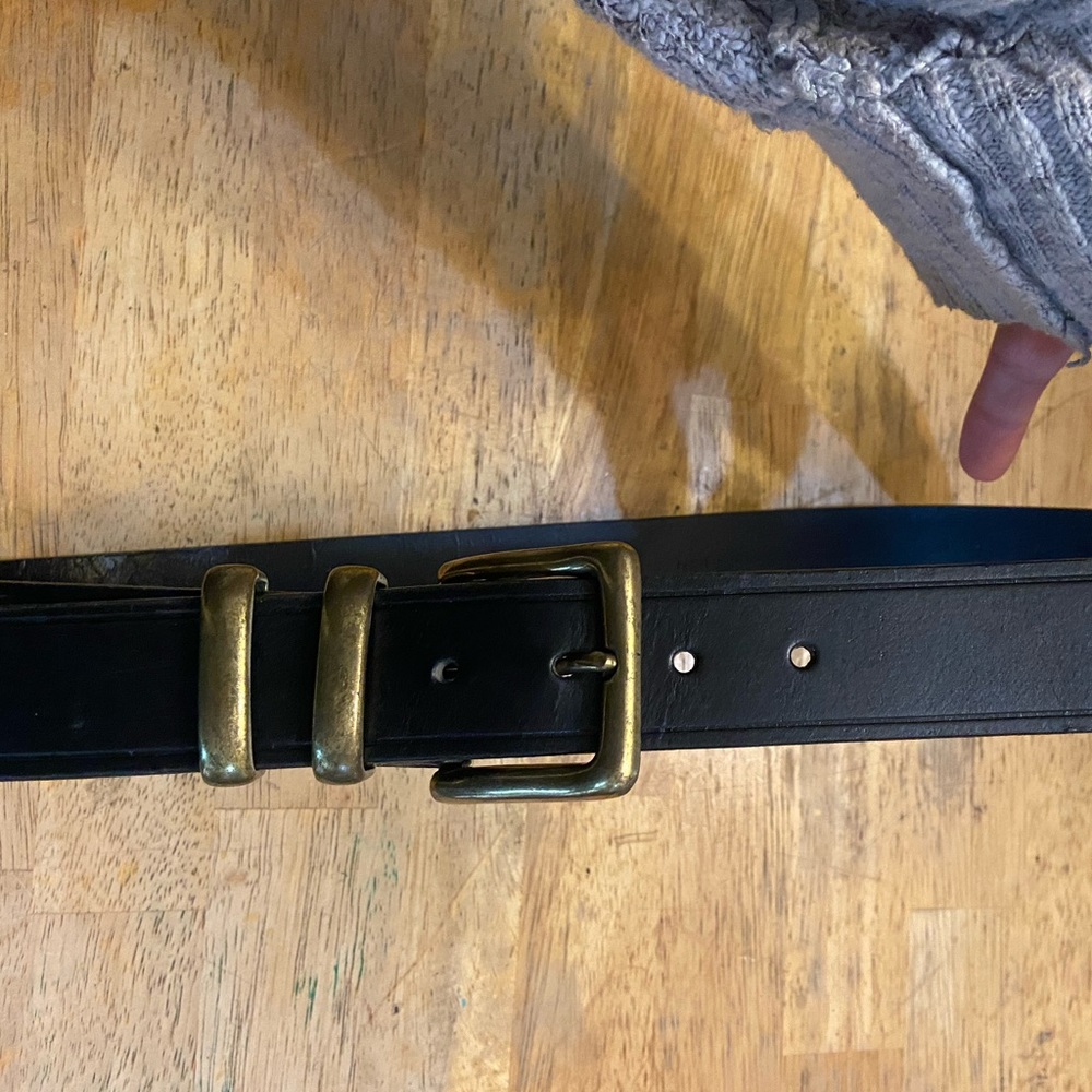 Genuine top grain english bridle black oil tanned leather belt small 28 / 30